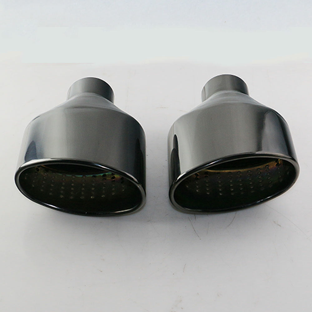 2.5 ID Black Exhaust Tips Stainless Steel Slant 6 Oval for AUDI RS LOOK