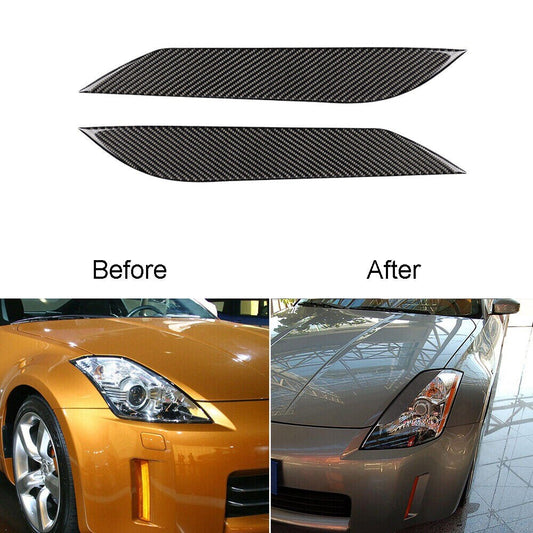 Carbon Fiber Headlight Eyebrow Trim Cover Replacement For 350Z 2003-2009 n