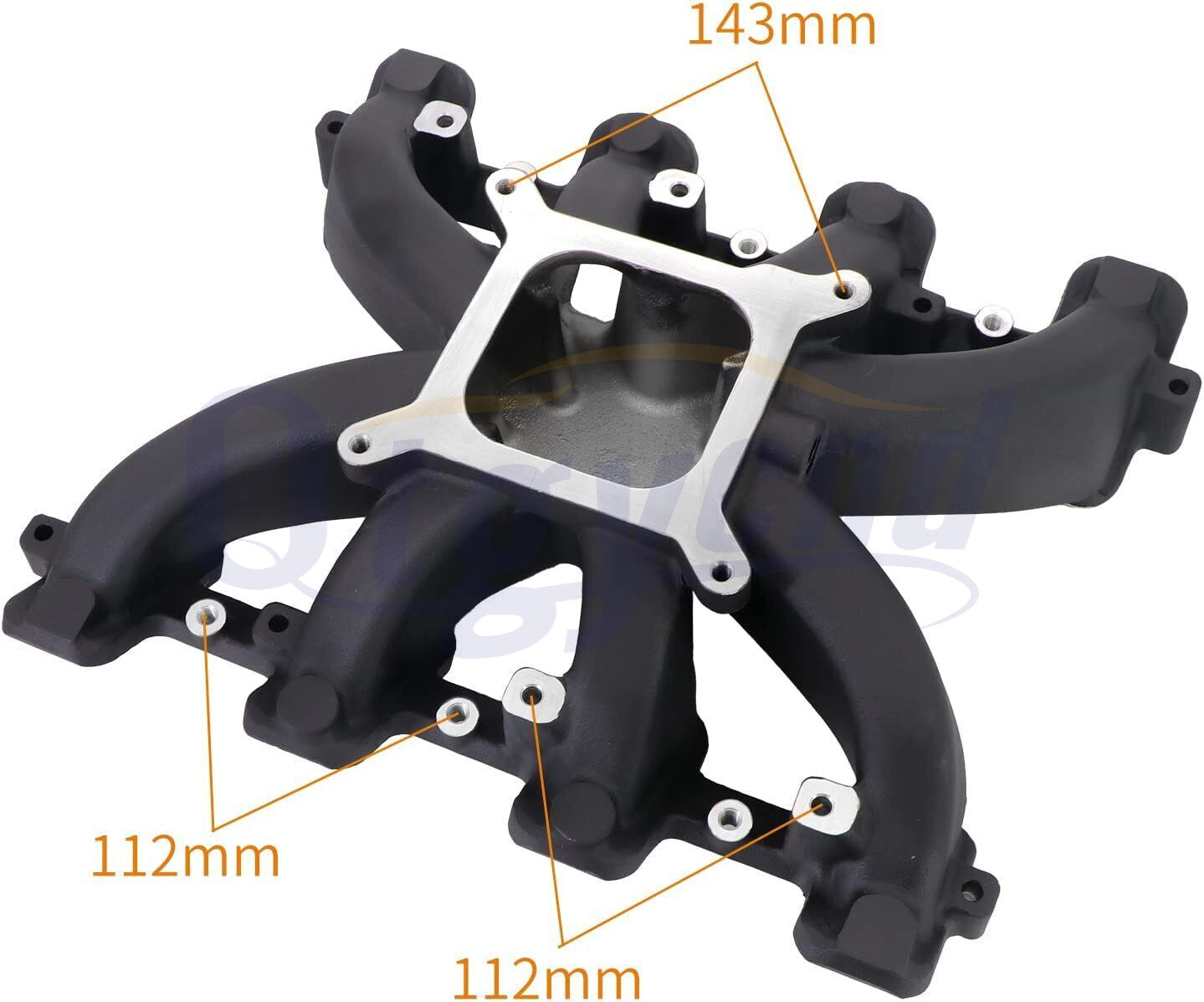 Single-plane mid-waist intake manifold with gasket suitable for GM engines LS1 LS2 LS6. Black.