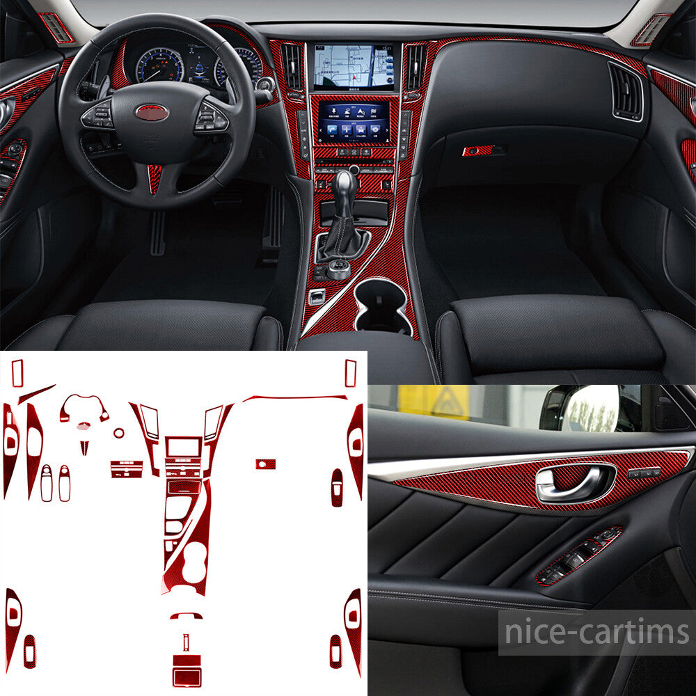 41¡ÁRed Carbon Fiber Interior Full Set Decorative Trim for Infiniti Q50 Q60 2014+