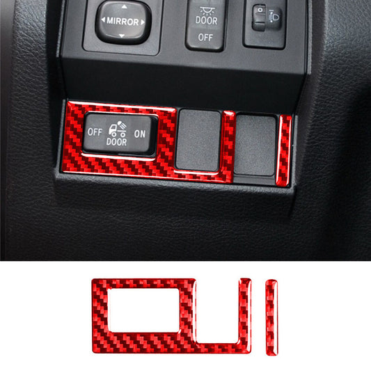 Red Carbon Fiber Interior Headlight Switch Button Trim for T@yota Tundr@ 2014-21