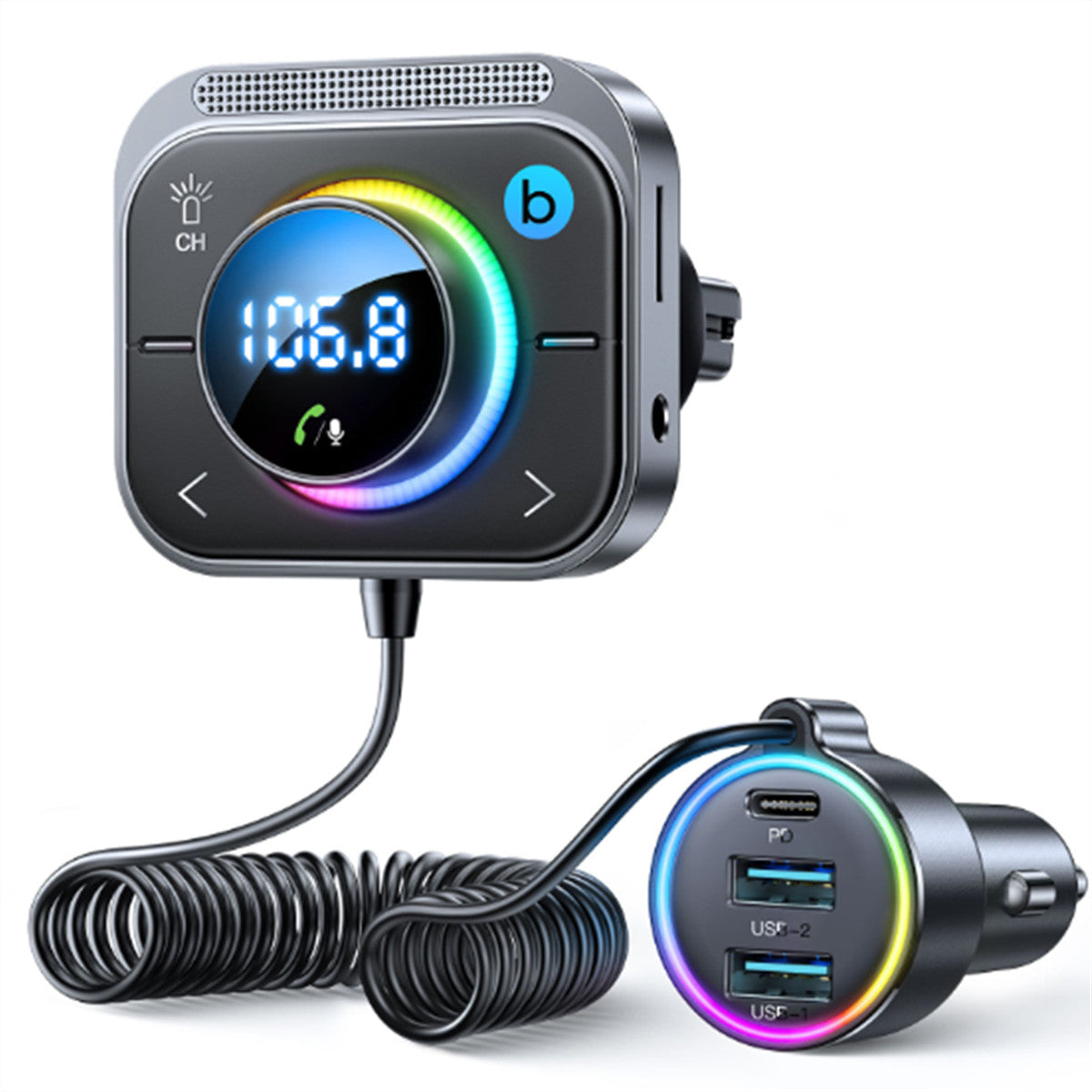 Bluetooth Car FM Transmitter Handsfree MP3 Player Dual USB PD for Charger Adapter Q