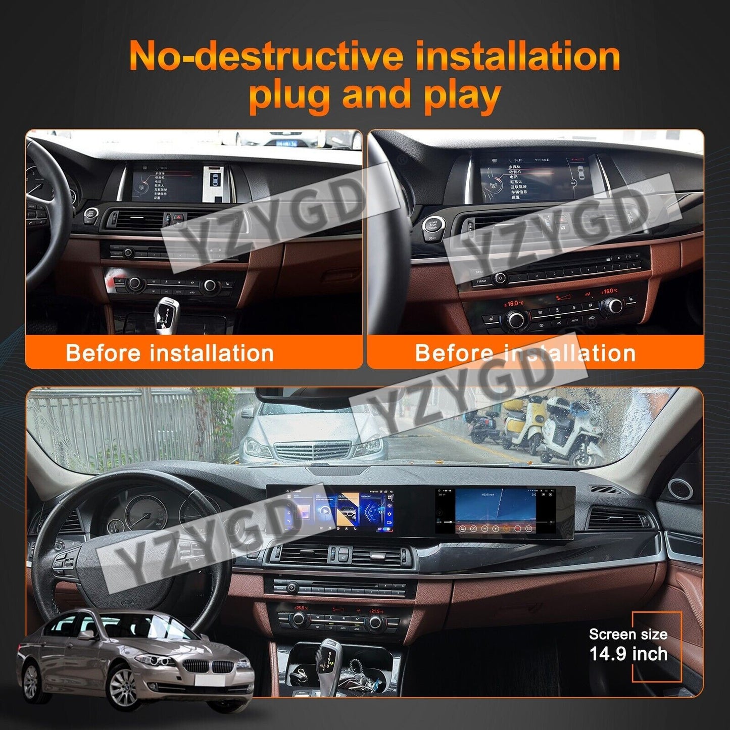 Android Car Radio for BMW 5 Series F10 F11 2011-2017 Stereo CarPlay Dual Screen