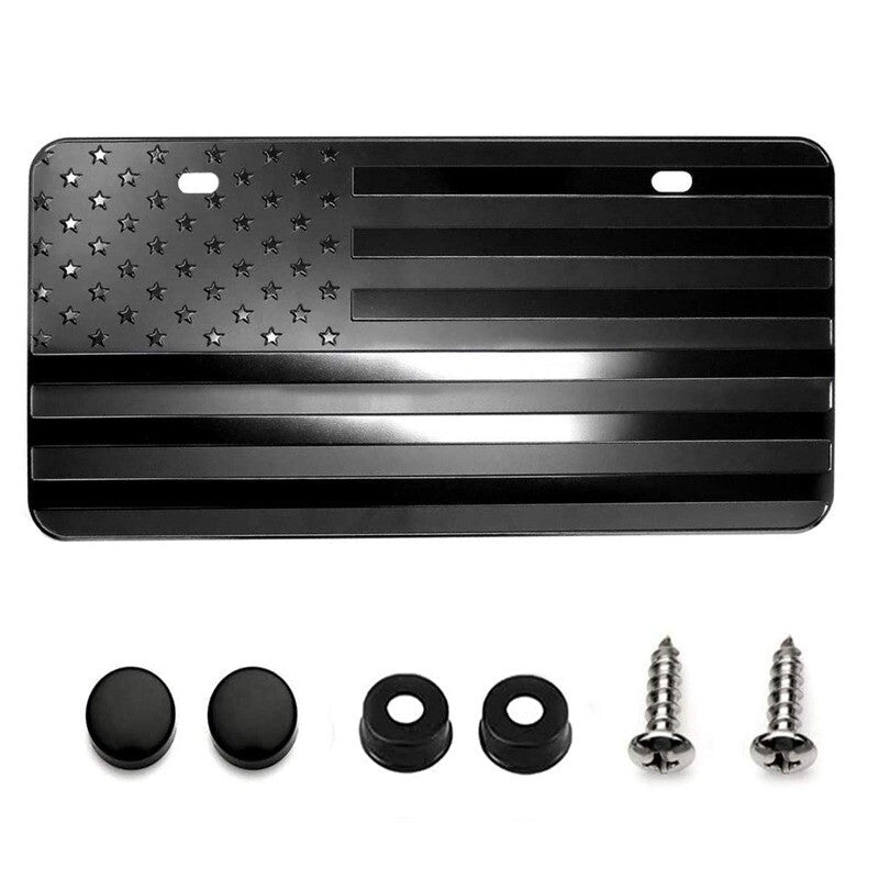 Black US Flag Emblem Car License Plate License Plate Holder Exterior Decoration v