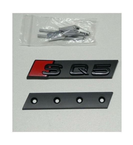 Bonnet badge decal for Audi SQ5 and Q5 Hood Grille, glossy black and red.
