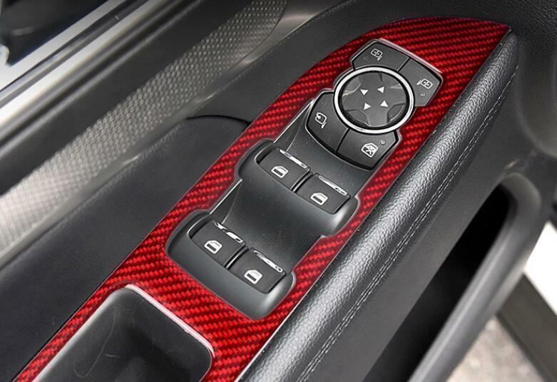 for Ford Explorer 2016-2019 Red Carbon Fiber Window Lift Panel Switch Cover 4PCS