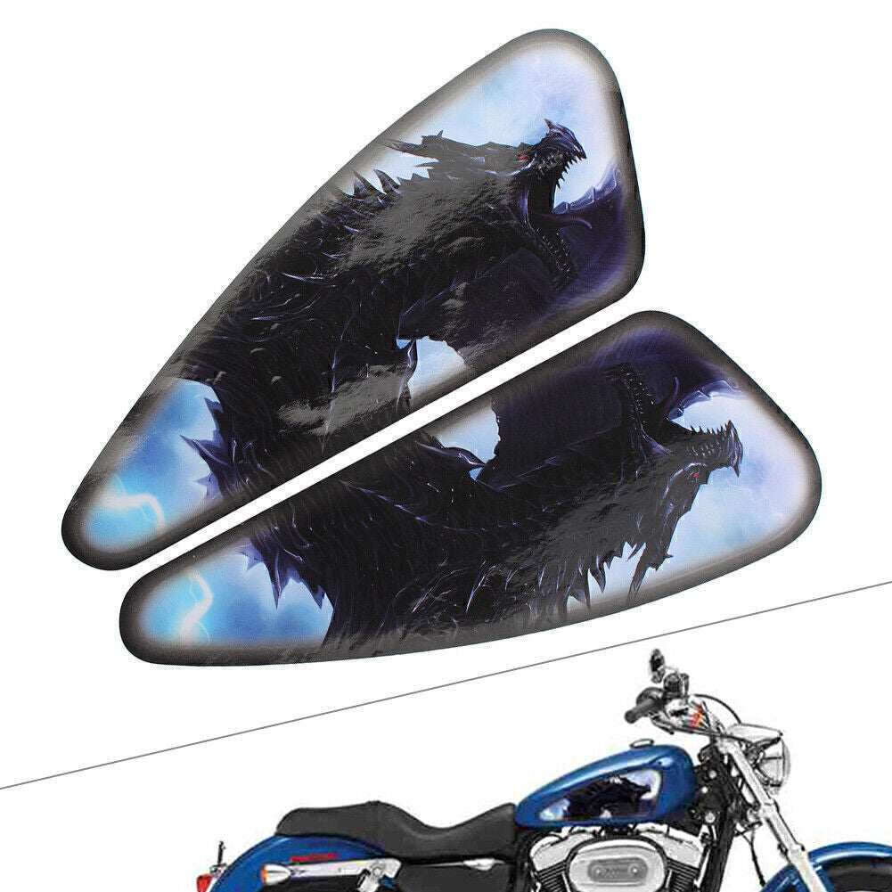2X Motorcycle 3D Stereo Fuel Gas Tank Stickers Waterproof Pad Decals Fit for Harley Q