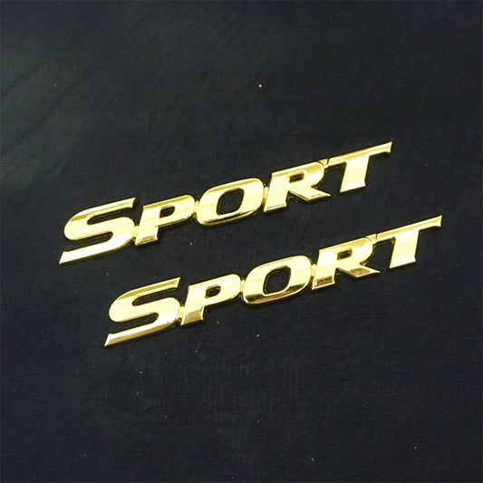2x Golden Chrome SPORT Metal Emblem Decal Sticker Badge V6 4WD Fender Limited 3D Q