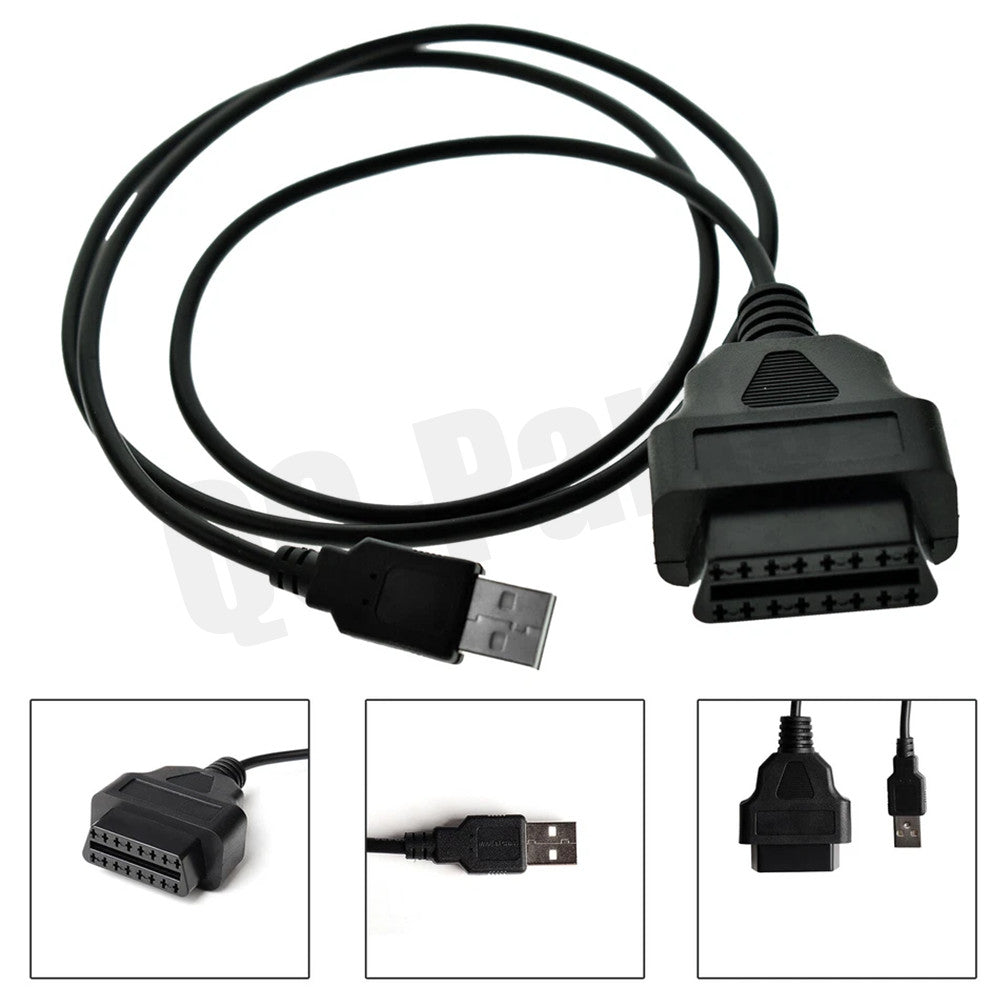 1X 16Pin OBD2 To USB Port Charger Adapter Cable Connector Diagnostic Tool Q