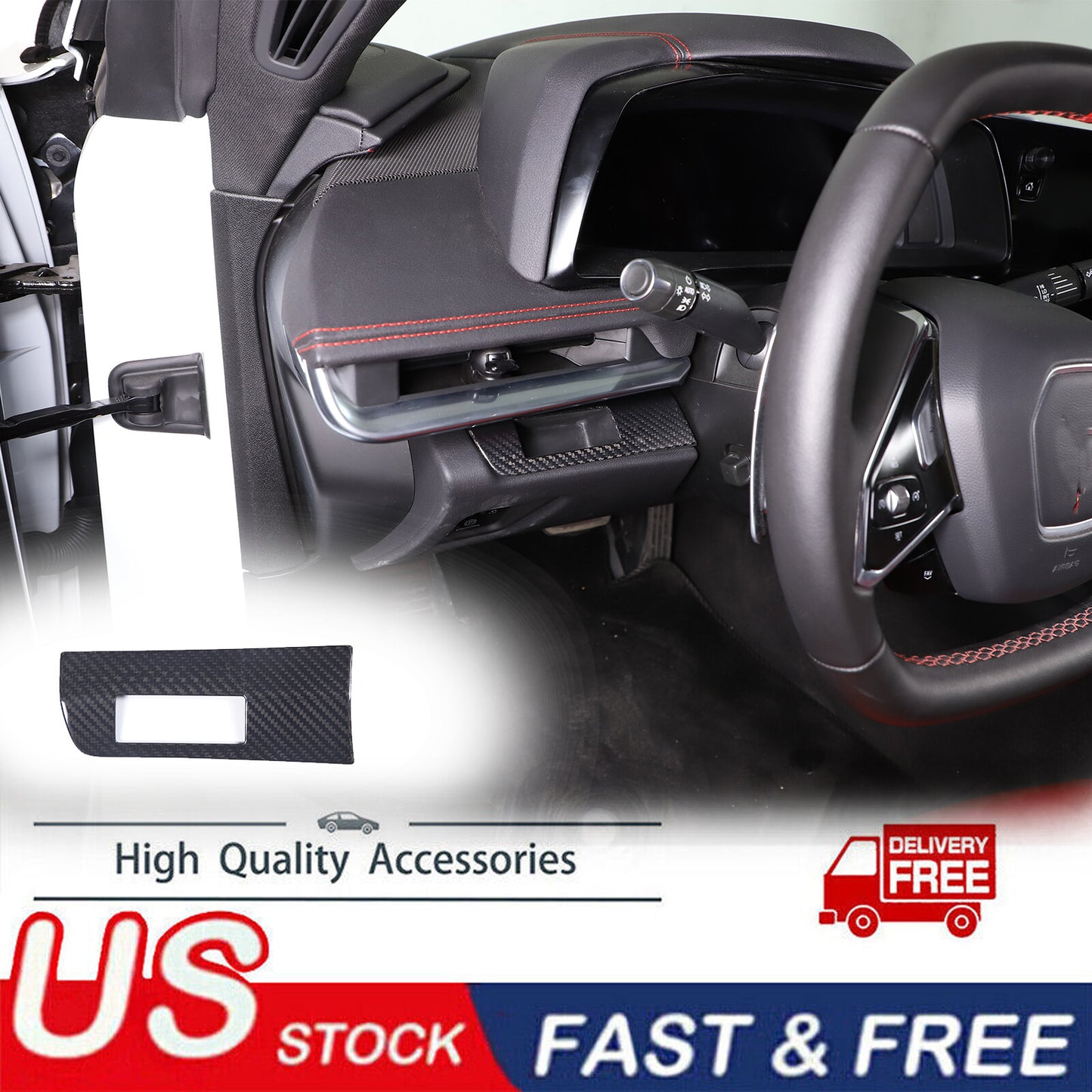 Carbon fiber head-up display button cover trim for Corvette C8 Coupe 2020 - 2024 n