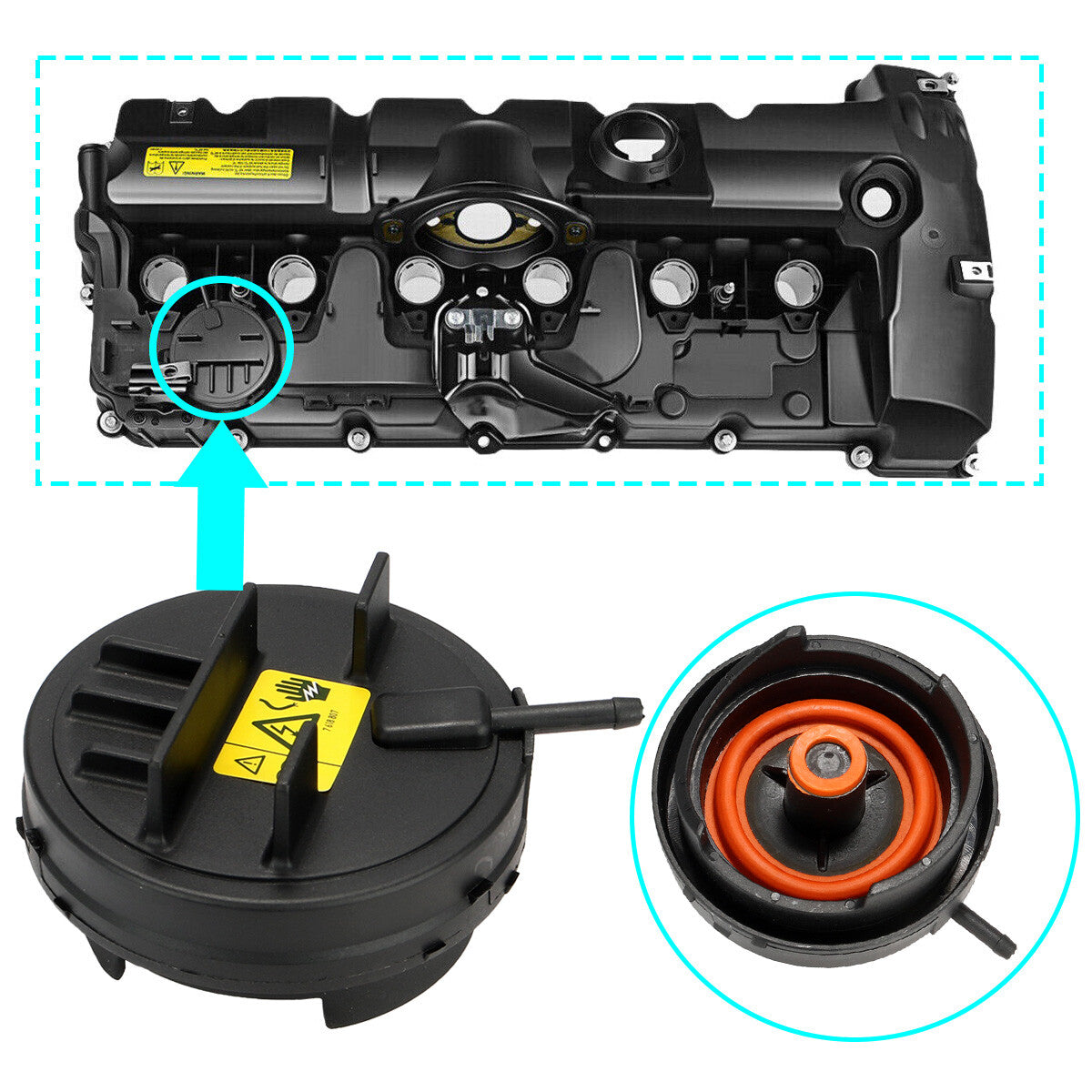 1-piece PCV engine valve N51/N52 protective cover suitable for E82, E90, E70, Z4, X3, X5, 128i, 328i, 528i- n