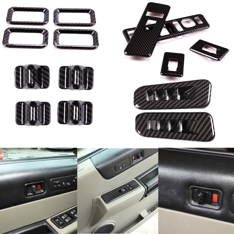 21-Piece Carbon ABS Control Door Internal Switch Knob Cover for Hummer H2 (2003-2007)
