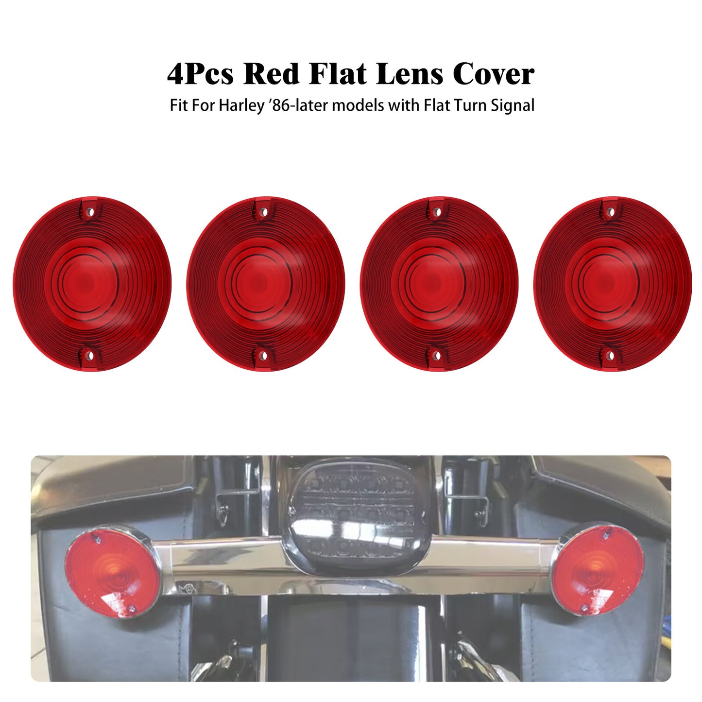 4x Red Turn Signal Light Lens Cover for Harley Touring Road Electra Glide 86-23 Q