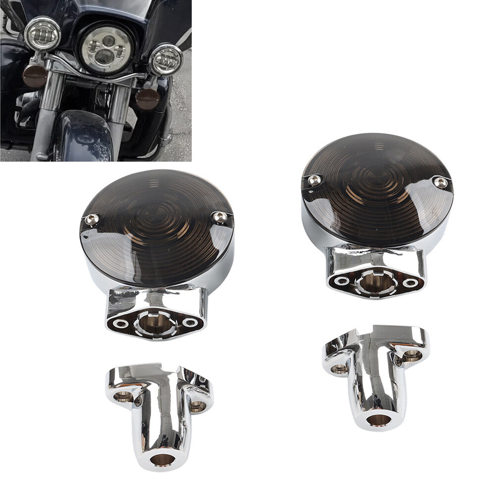 Front Flat Turn Signal Housing Smoke Lens for Harley Fat Boy Heritage Softail Q