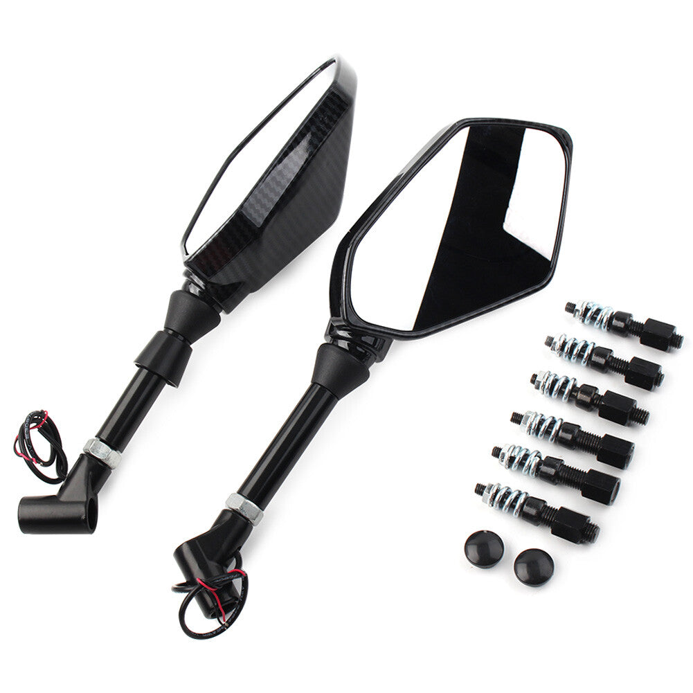 Motorcycle Rearview LED Turn Signal Side Mirrors 10MM for Kawasaki for Honda for Yamaha
