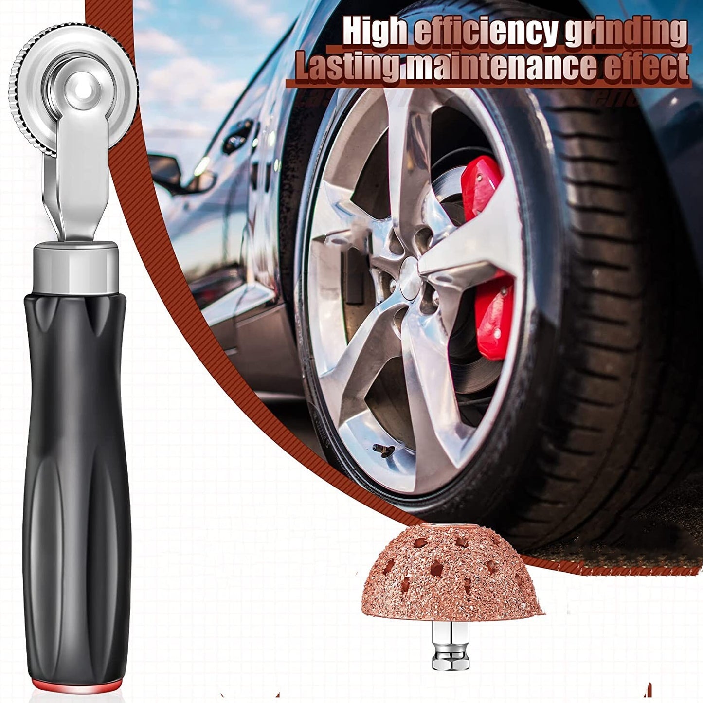 Tire repair patching tool kit, tire patching kit, tire repair grinding head for cars and trucks