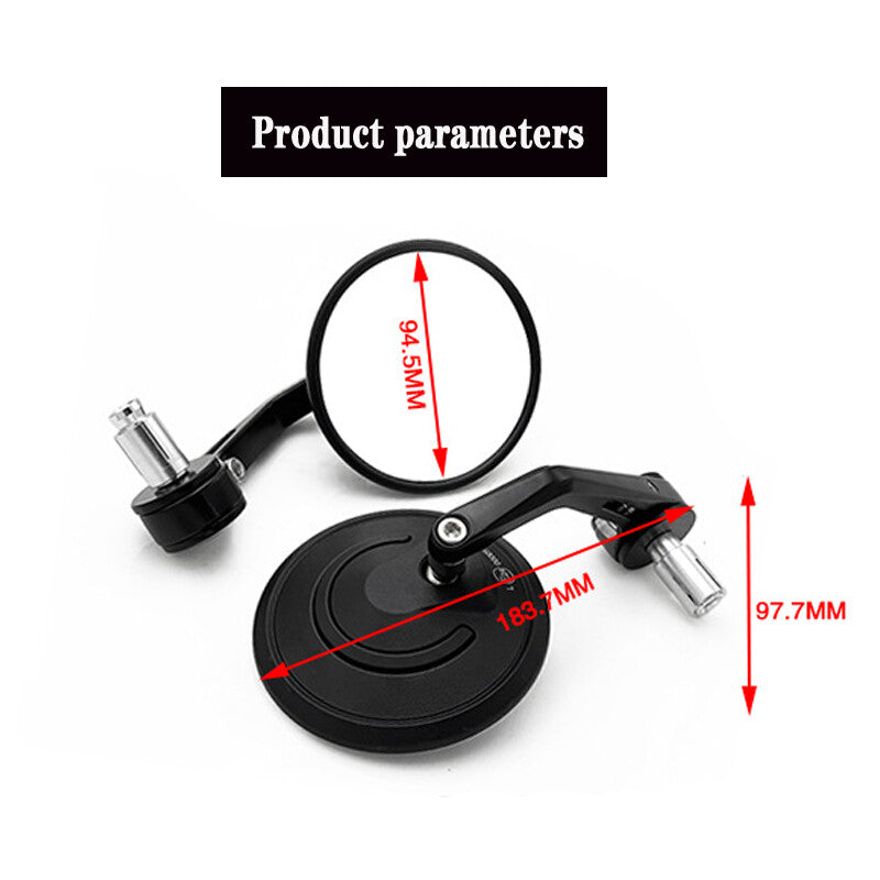 Aluminum retro round motorcycle side mirrors suitable for 7/8 handlebar bar coffee racing - n