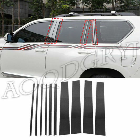 for Toyota Prado Fj150 2010-21 Door Window Black Steel Pillar Post Cover Kit 10x
