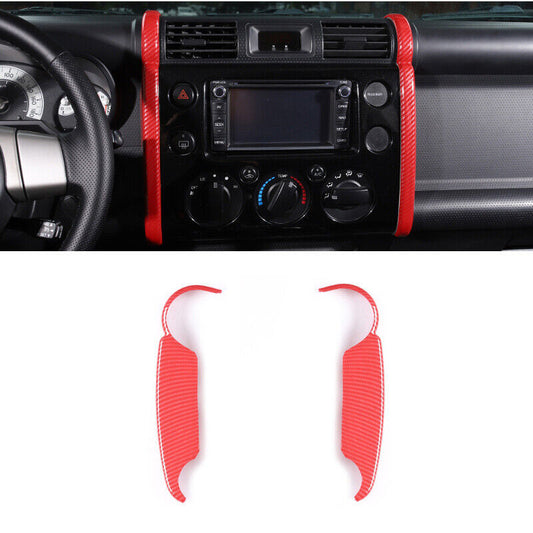 2for Toyota FJ Cruiser 2007-2014 Red Carbon Fiber Console Navigation Strip Trim