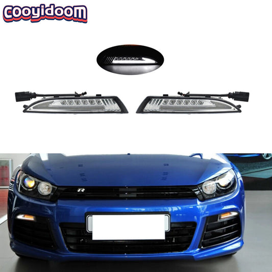 1. Dual LED DRL daytime running position lights for Volkswagen Scirocco 2008-2013 transparent.