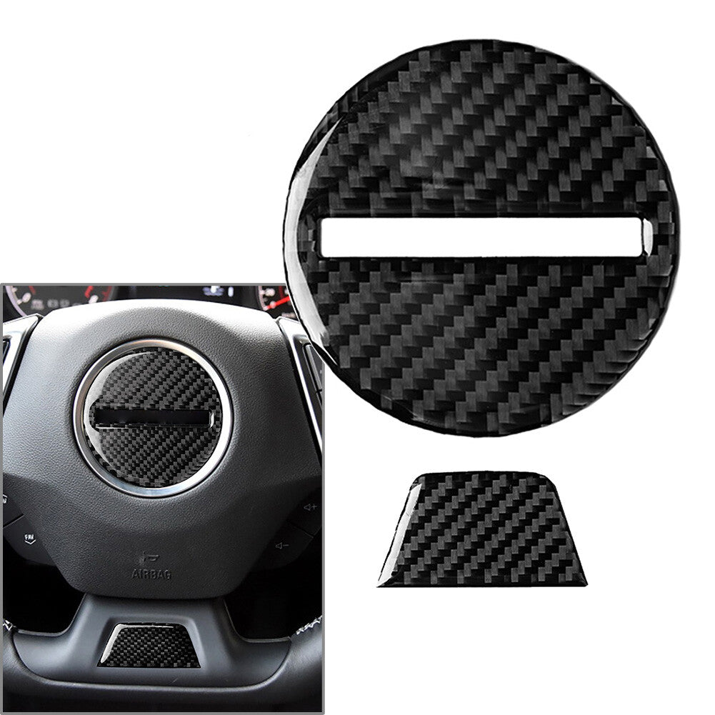 Fit for Chevrolet Camaro 2016-2021 2017 2Pcs Carbon Fiber Steering Wheel Cover Trim