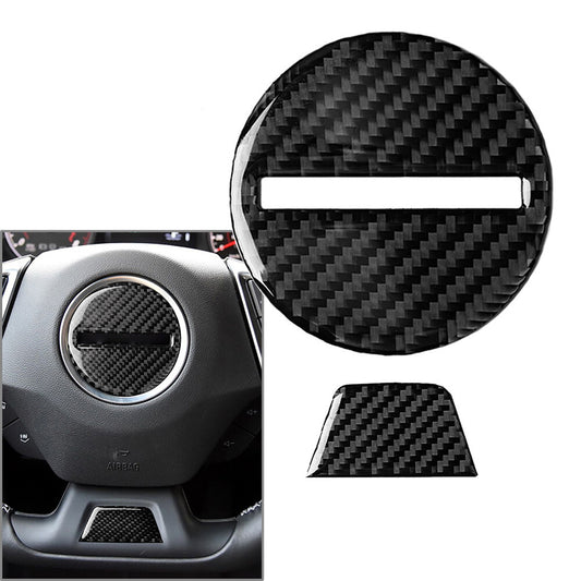 Fit for Chevrolet Camaro 2016-2021 2017 2Pcs Carbon Fiber Steering Wheel Cover Trim