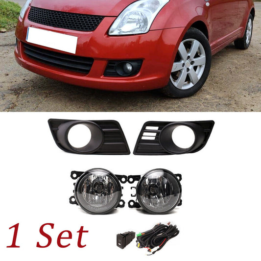 Set Front Fog Light + Fog lamp Bezel Cover for Suzuki for Swift 2007-2010 LH+RH