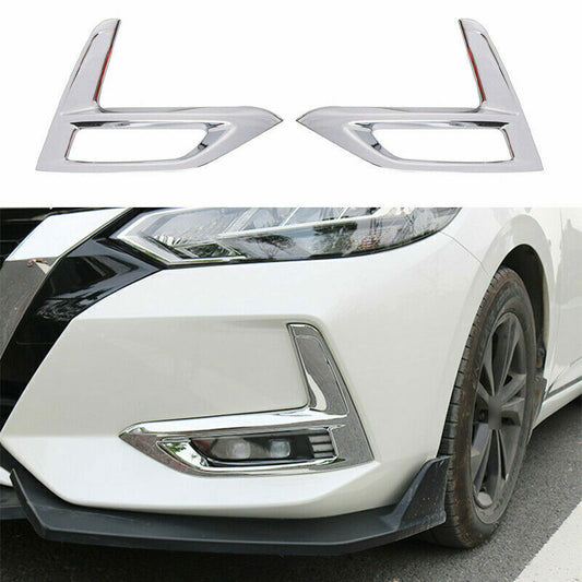 Chrome Front Bumper Fog Light Lamp Covers ABS for Nissan Sylphy Sentra 2020-2023