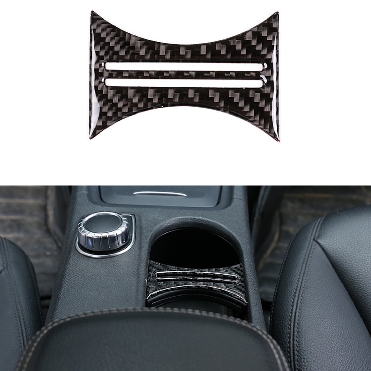 Carbon Fiber Water Cup Holder Cover Trim Fit for Mercedes CLAGLA A Gla200 A180