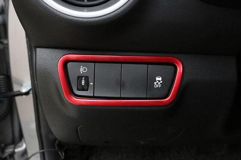 for Kia K3 Forte 2019-2023 Glossy Red Headlight Switch Control Button Frame 1pcs