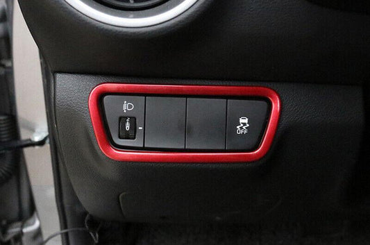 for Kia K3 Forte 2019-2023 Glossy Red Headlight Switch Control Button Frame 1pcs