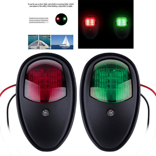 Waterproof 12V LED navigation light, red/green, suitable for ocean boats and yachts, black. n