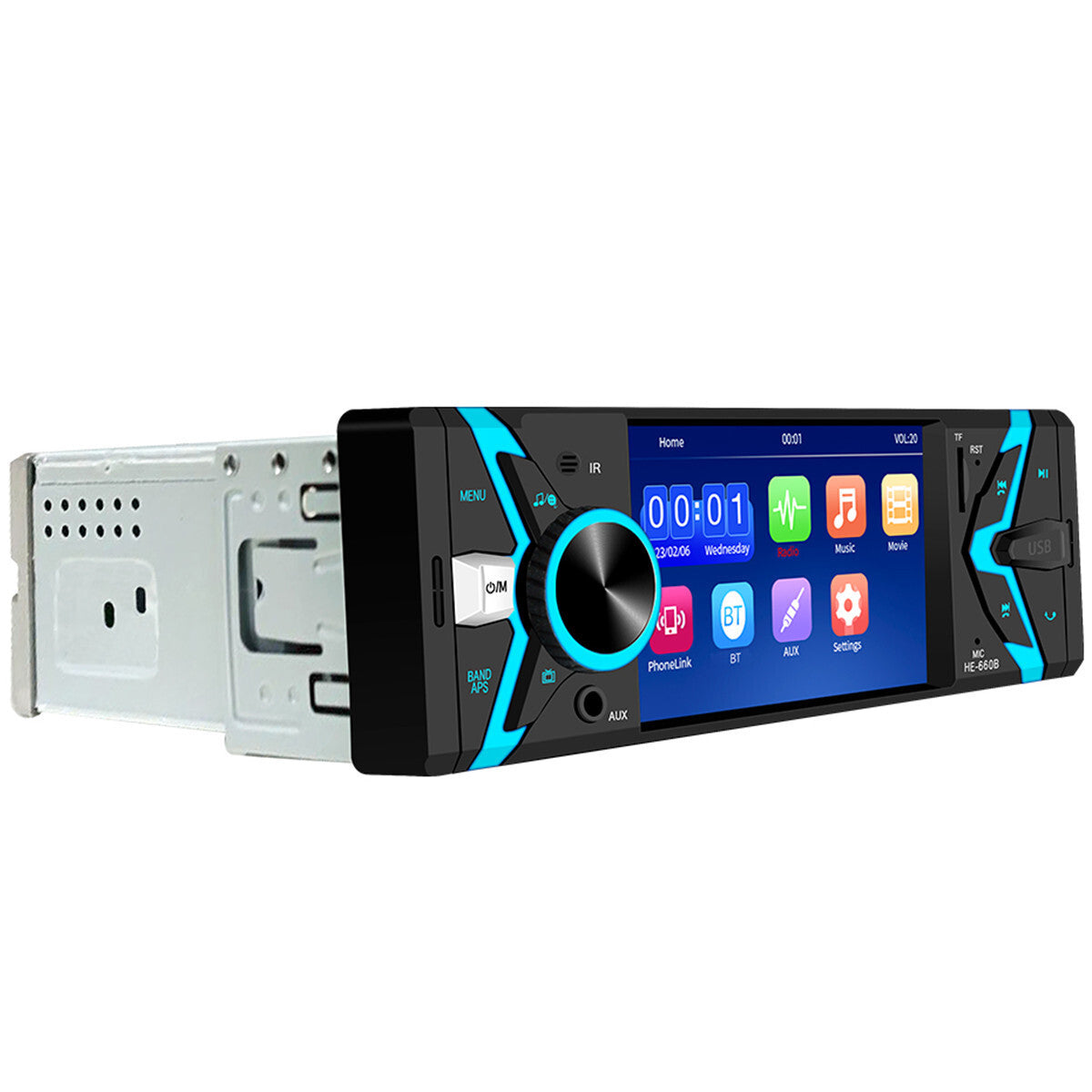 1 Din 4.1in Radio Car Stereo Bluetooth MP5 Player Mirror Link Microphone USB/AUX