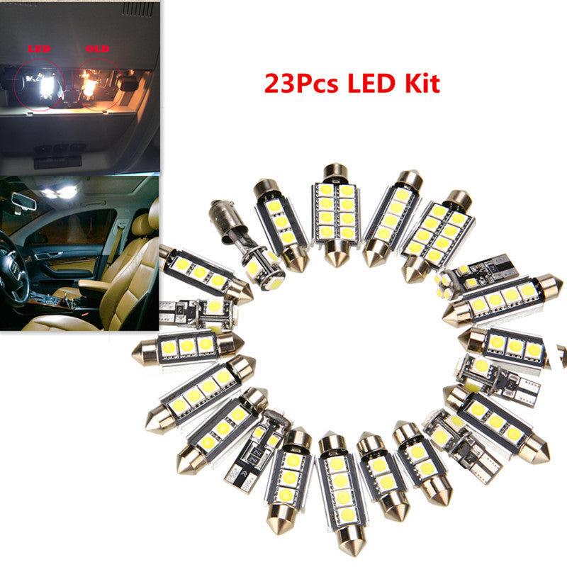 23Pcs LED White Car Inside Light Dome Trunk License Plate Lamp Interior Bulb Kit