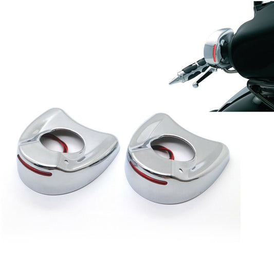 Chrome Fairing Mount Mirror Red LED Light Cover Caps for Harley Touring 96-13 Q