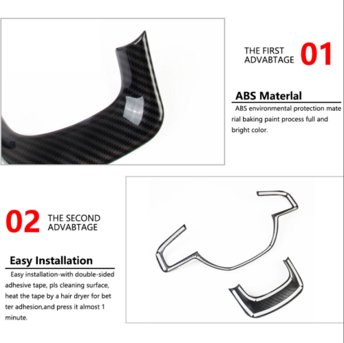 Interior Steering Wheel Frame Cover Trim for Dodge for Ram 1500 2018+ Carbon Fiber