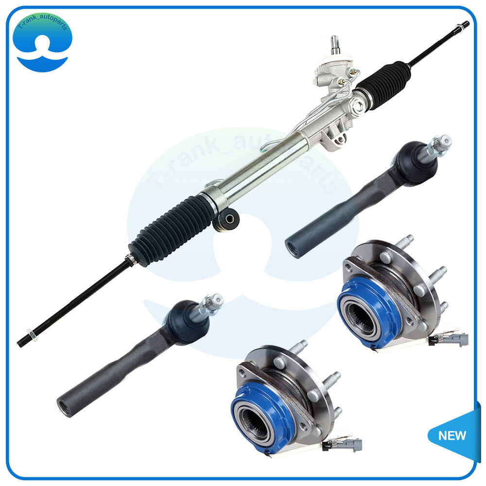 Steering Rack  2 Outer Tie Rods  2 Wheel Hubs for 2006-09 for Chevrolet Uplander