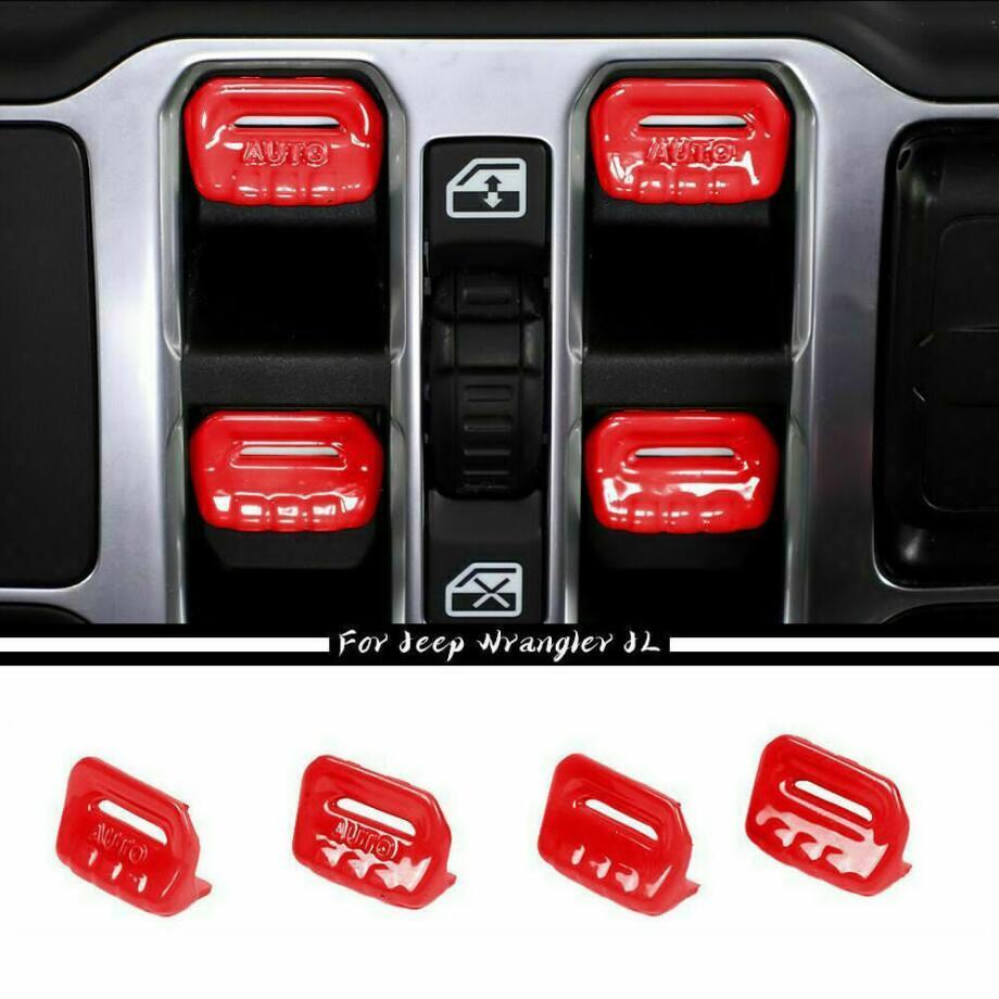 For 2018-2023 for Jeep for Wrangler JL ABS Red Car Window Lift Switch Button Cover Trim v