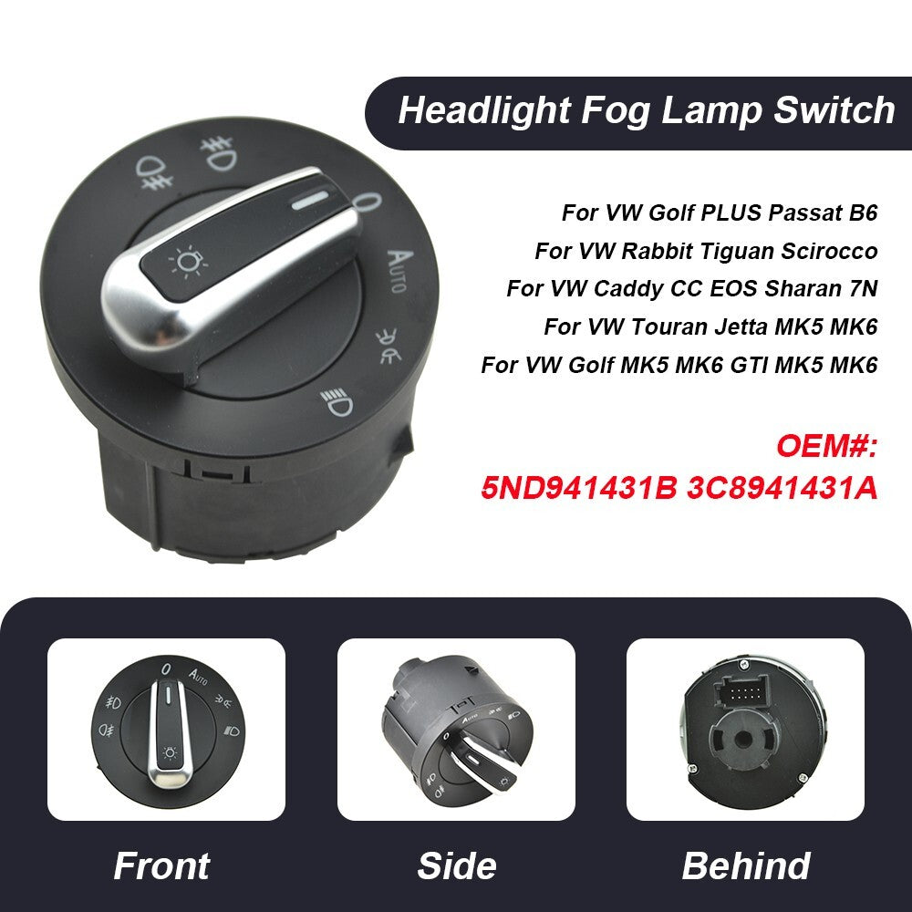 Chrome Headlight Fog Lamp Switch for VW for Golf MK 5 6 Plus for Jetta 3 Touran for Tiguan