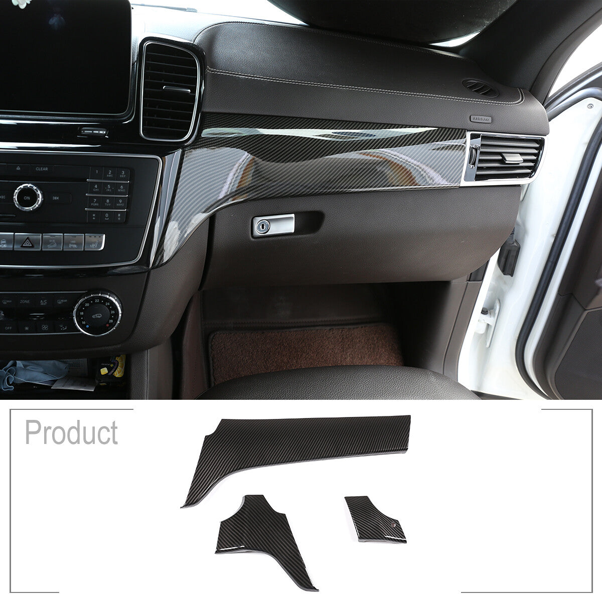 ABS for GL ML 2012 - 2015 center console dashboard carbon fiber panel trim - n