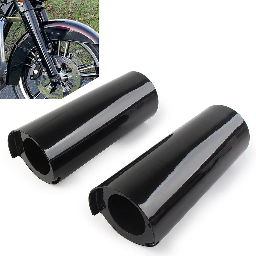 Fit for Harley Electra Tri Glide FLHX Pair +2 Smooth Fork Tube Slider Cover Cowbell