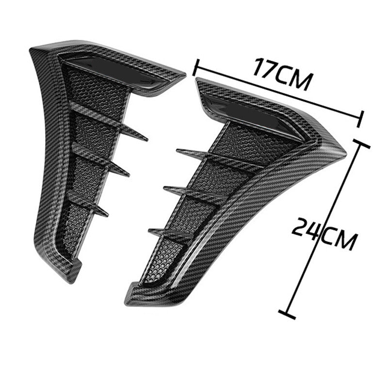 2-piece black carbon fiber side vent car airflow fender grille trim - universal n