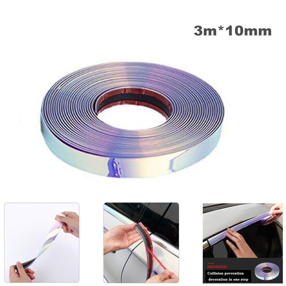 x 10mm chrome-plated molded decorative outer edge lip protector sticker for crash doors - n
