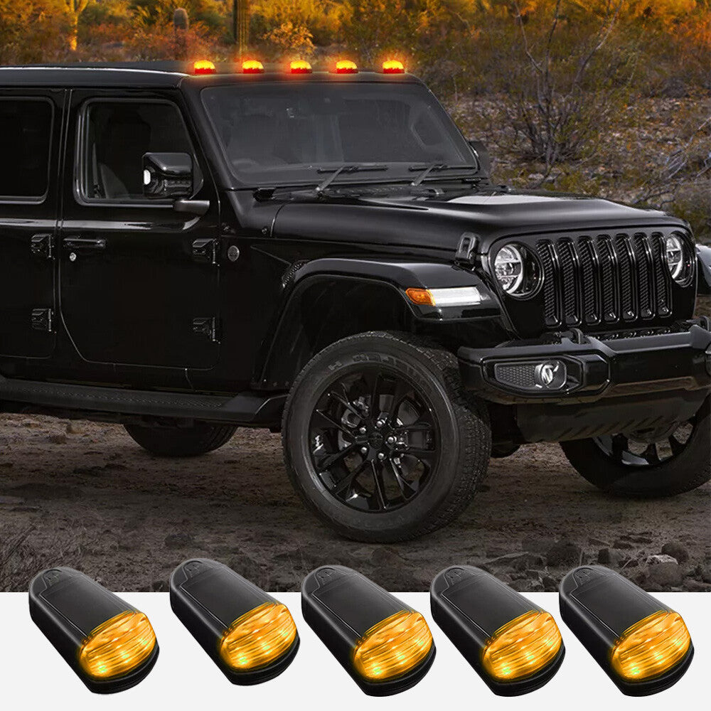 5pcs For 03-18 for Dodge for Ram Pickup Trucks Solar Powered Cab Lights Cab Roof Lights