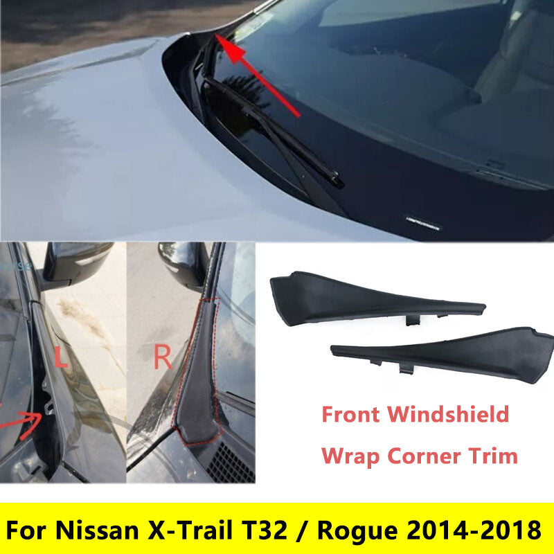Pair Front Windshield Wrap Corner Trim for Nissan X-Trail Xtrail T32 Rogue 14-18