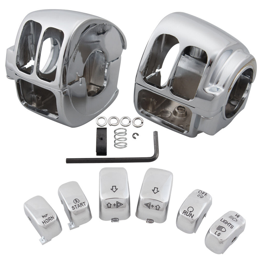 Chrome switch housing protective cover & 6-piece switch cover kit for Harley Dyna Sportster - n