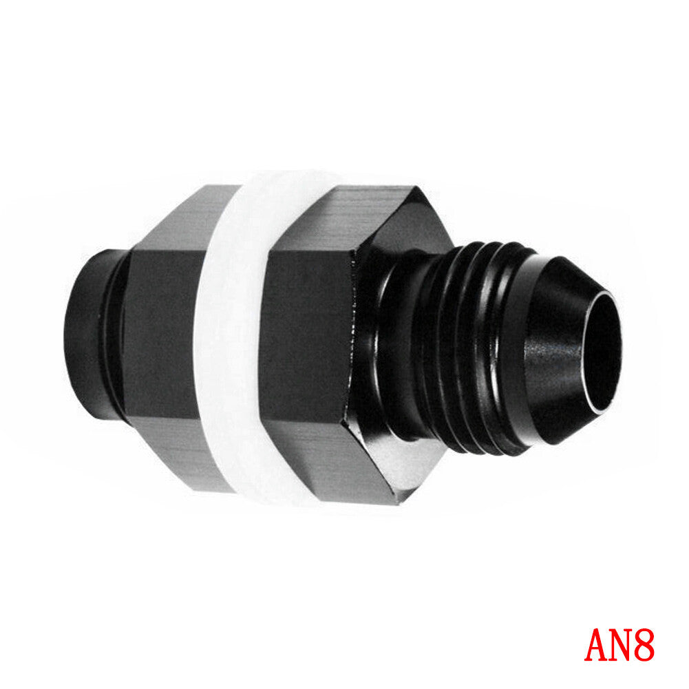8 AN AN8 Flare Fuel Cell Bulkhead Fitting With Washer Black Q