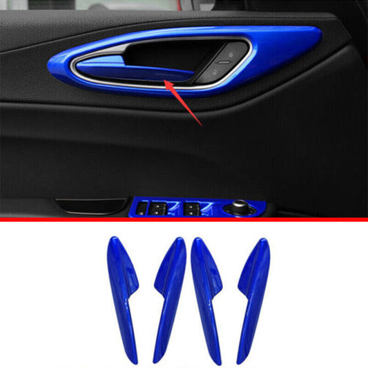 for Alfa Romeo Giulia 2017-2023 Blue Glossy Interior Door Handle Strip Trim 4pcs n