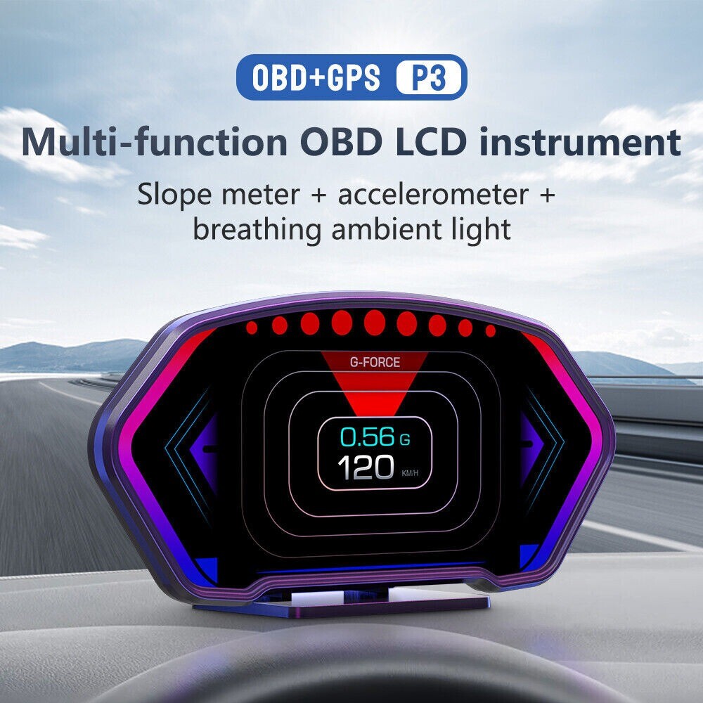 1x Digital Car Head Up Display Dashboard OBD GPS Speedometer Speed Meter Compass n