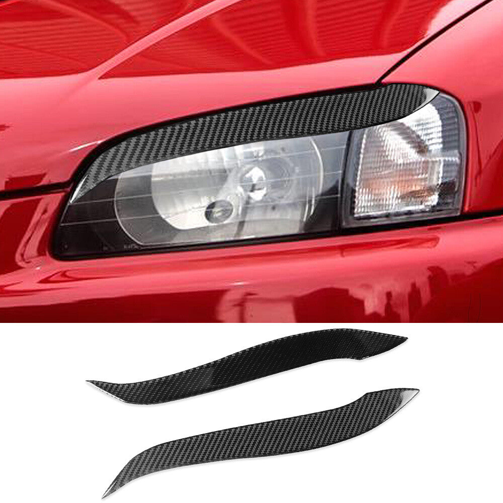 Carbon Fiber Headlight Eyebrow Eyelid Cover For T@yota Starlet Glanza EP91 96-99